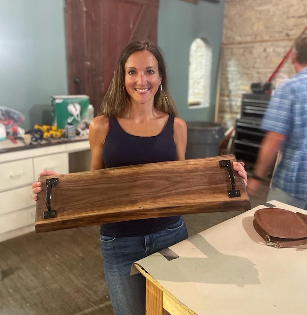 Live edge furniture and charcuterie purchases boar