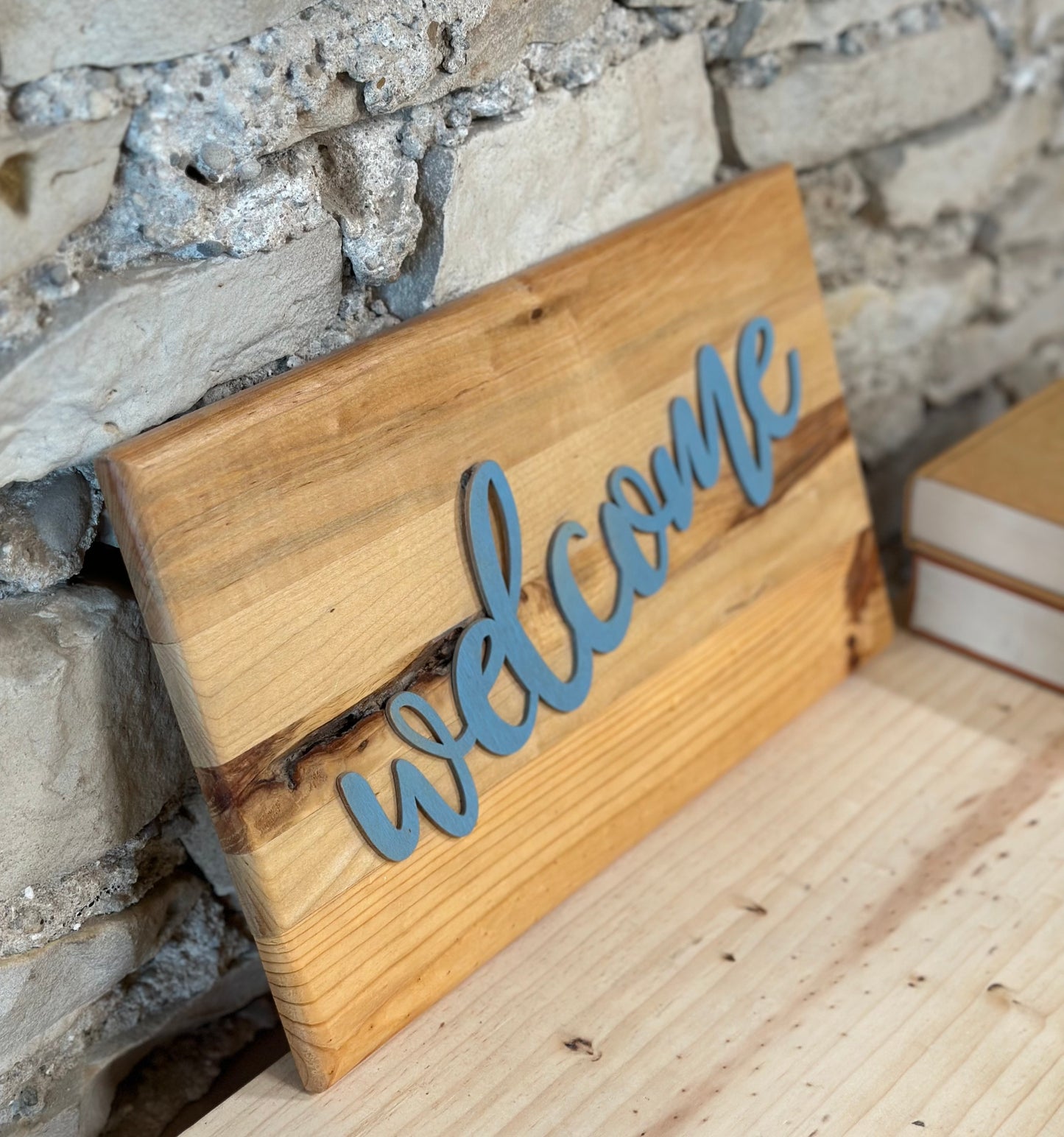 Woodgrain Welcome Sign